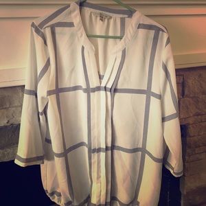 41 Hawthorn Blouse White and Black Stripe Large